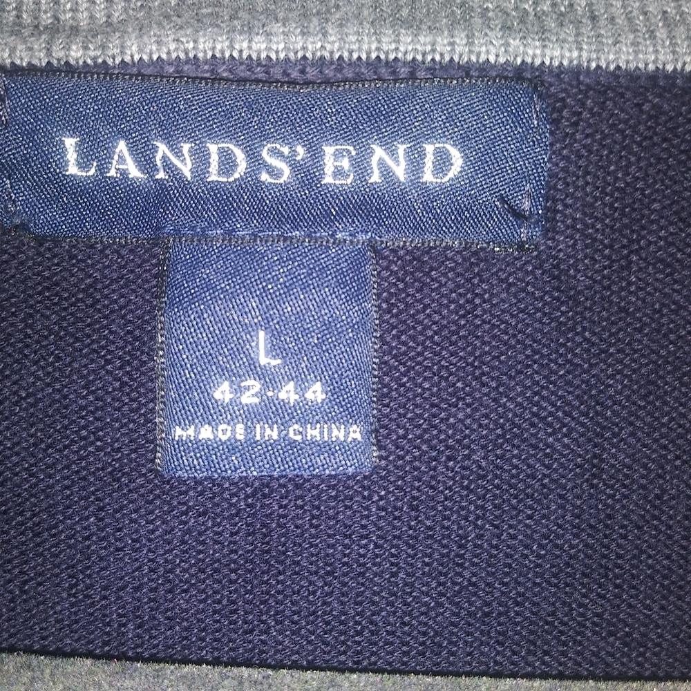 Lands End| Blue V-neck Sweater Sz L - Picture 3 of 6